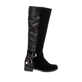 Fox Shoes E726203402 Siyah Yılan Kadın Çizme