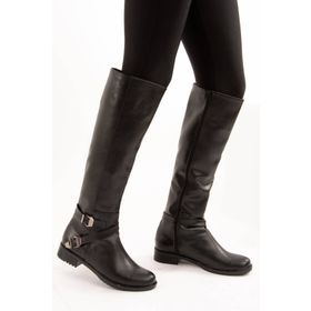 Fox Shoes E726203409 Siyah Cilt Suni Deri Kadın Çizme