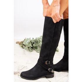 Fox Shoes E726203409 Siyah Cilt Suni Deri Kadın Çizme