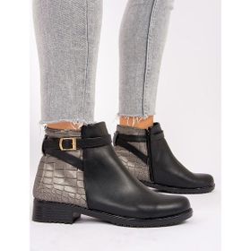 Fox Shoes E726490009 Siyah Kroko Kadın Bot