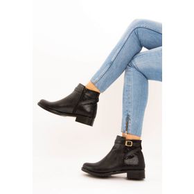 Fox Shoes E726490009 Siyah Yılan Kadın Bot