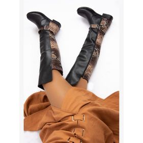 Fox Shoes E726561809 Siyah Vizon Yılan Kadın Çizme