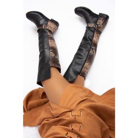 Fox Shoes E726561809 Siyah Vizon Yılan Kadın Çizme