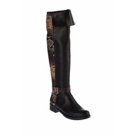 Fox Shoes E726561809 Siyah Vizon Yılan Kadın Çizme