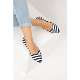 Fox Shoes F726803204 Lacivert Beyaz Kadın Babet
