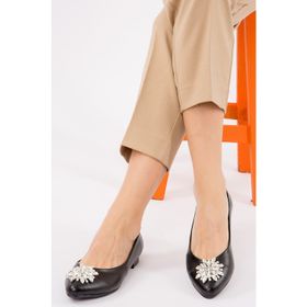 Fox Shoes H726511709 Siyah Beyaz Kadın Babet
