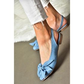 Fox Shoes H726809004 Bebek Mavi Kumaş Kadın Babet