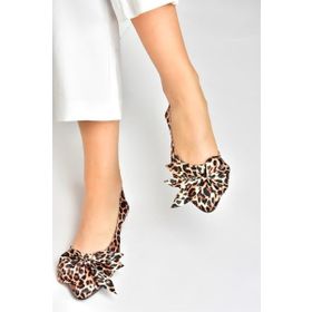Fox Shoes H726809004 Leopar Saten Kumaş Kadın Babet