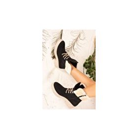 Fox Shoes J848200602 Siyah Bej Kadın Bot