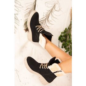 Fox Shoes J848200602 Siyah Bej Kadın Bot