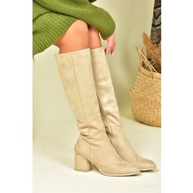 Fox Shoes J848300102 Ten Süet Alçak Topuklu Günlük Kadın Çizme
