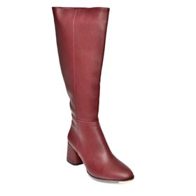 Fox Shoes J848300109 Bordo Kalın Topuklu Kadın Çizme