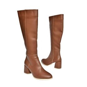 Fox Shoes J848300109 Koyu Taba Alçak Topuklu Kadın Günlük Çizme