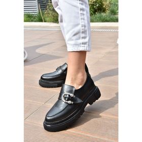 Fox Shoes K294760109 Siyah Metal Detaylı Günlük Kadın Ayakkabı