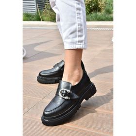 Fox Shoes K294760109 Siyah Metal Detaylı Günlük Kadın Ayakkabı