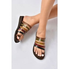 Fox Shoes K374680203 Renkli Hakiki Deri Kadın Sandalet