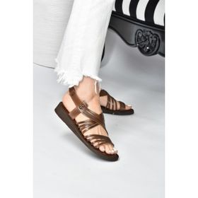 Fox Shoes K374680503 Taba Hakiki Deri Kadın Sandalet