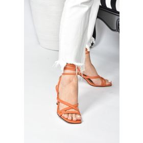 Fox Shoes K404070209 Turuncu Bilek Bağlamalı Topuklu Ayakkabı