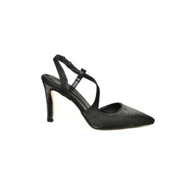 Fox Shoes K404910804 Siyah Saten Kumaş Sivri Burun Kadın Topuklu Ayakkabı