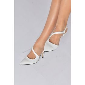 Fox Shoes K404910809 Beyaz Sivri Burun Kadın Topuklu Ayakkabı