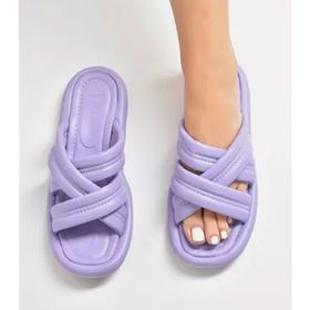 Fox Shoes K848220209 Lila Kalın Bantlı Kadın Terlik