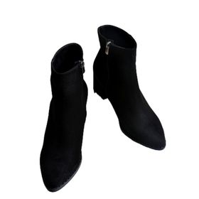 Fox Shoes L251089302 Siyah Süet Kalın Topuklu Kadın Bot