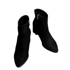 Fox Shoes L251089302 Siyah Süet Kalın Topuklu Kadın Bot