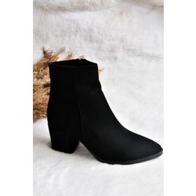 Fox Shoes L251089302 Siyah Süet Kalın Topuklu Kadın Bot