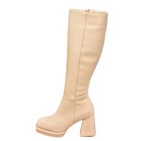 Fox Shoes L282390109 Siyah Suni Deri Platform Topuklu Kadın Çizme