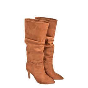 Fox Shoes L404868002 Taba Süet İnce Topuklu Kadın Çizme