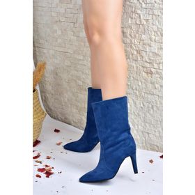 Fox Shoes L404891302 Lacivert Süet İnce Topuklu Kadın Bot