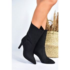 Fox Shoes L404891302 Siyah Süet Kadın Bot