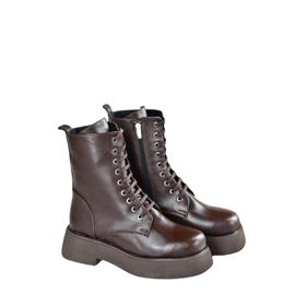 Fox Shoes L610130109 Kahverengi Suni Deri Kalın Tabanlı Günlük Kadın Bot
