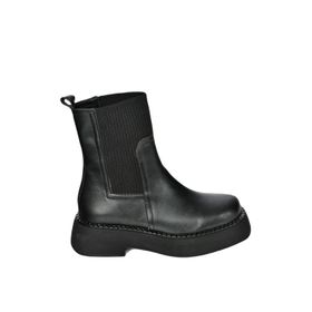 Fox Shoes L610130209 Siyah Suni Deri Kalın Tabanlı Günlük Kadın Bot