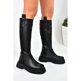 Fox Shoes L610130409 Siyah Suni Deri Günlük Kadın Çizme
