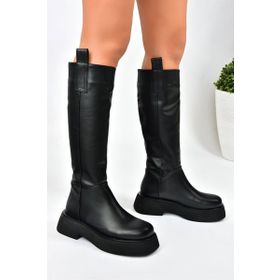 Fox Shoes L610130409 Siyah Suni Deri Günlük Kadın Çizme