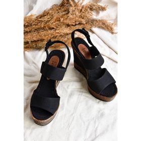 Fox Shoes L643306 Siyah Keten Dolgu Topuklu Kadın Ayakkabı K674061305