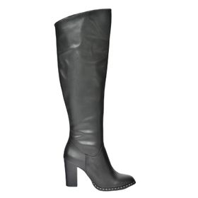 Fox Shoes L654618009 Siyah Suni Deri Yüksek Topuklu Kadın Çizme