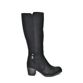 Fox Shoes L674211209 Siyah Suni Deri Kalın Topuklu Kadın Çizme
