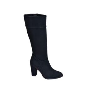 Fox Shoes L674291209 Siyah Suni Deri Kalın Topuklu Günlük Kadın Çizme