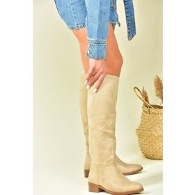 Fox Shoes L726600902 Ten Süet Düz Taban Günlük Kadın Çizme
