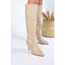 Fox Shoes L882870402 Ten Süet Kısa Topuklu Kadın Çizme
