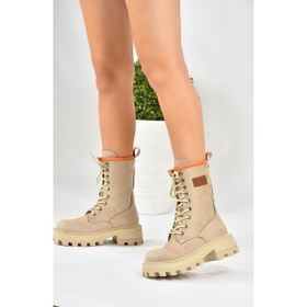 Fox Shoes L973916002 Siyah Yeşil Süet Bağcıklı Kadın Postal Bot