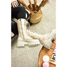 Fox Shoes L996081009 Bej Kalın Tabanlı Kadın Çizme