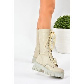 Fox Shoes L996081009 Bej Kalın Tabanlı Kadın Çizme
