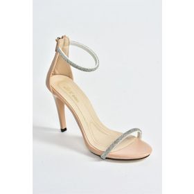 Fox Shoes M251800009 Siyah Tek Bant Taşlı Kadın Abiye Ayakkabı