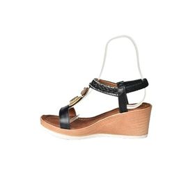 Fox Shoes M258313609 Siyah Dolgu Topuklu Kadın Sandalet