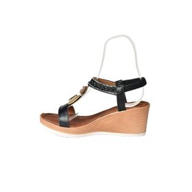 Fox Shoes M258313609 Siyah Dolgu Topuklu Kadın Sandalet