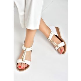 Fox Shoes M258315709 Beyaz Alçak Tabanlı Günlük Kadın Sandalet