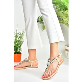 Fox Shoes M272006009 Ten Taşlı Parmak Arası Kadın Sandalet